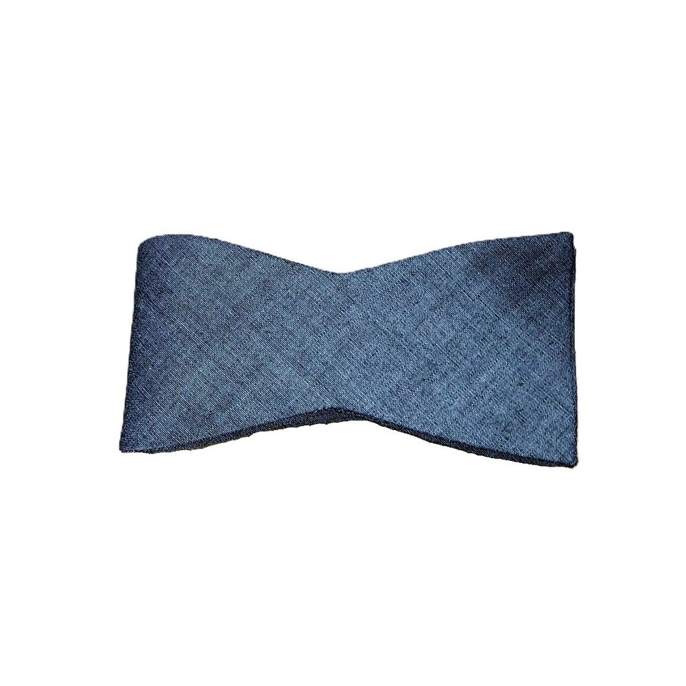 The Tie Bar Set of 3 Bow Ties Cotton Linen Silk Silver Gray Blue Geometric - Picture 2 of 15